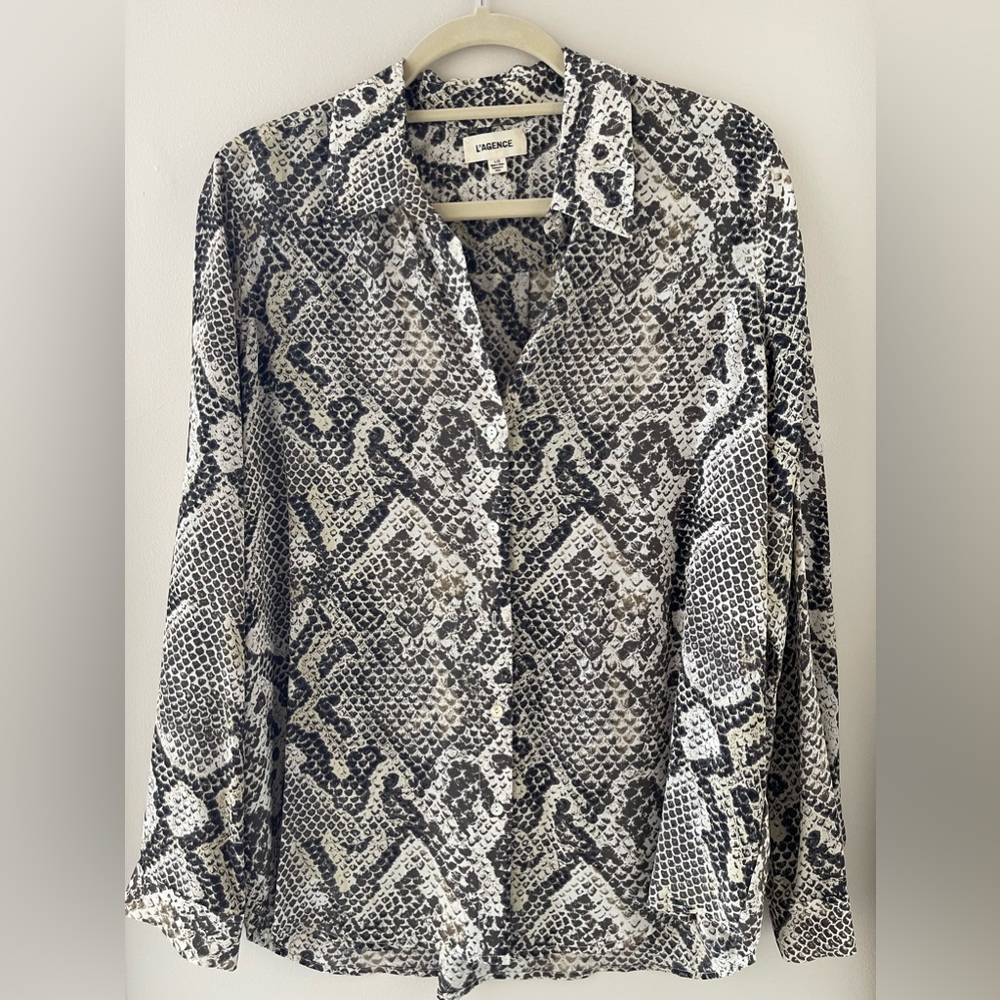L’Agence Snakeskin Blouse